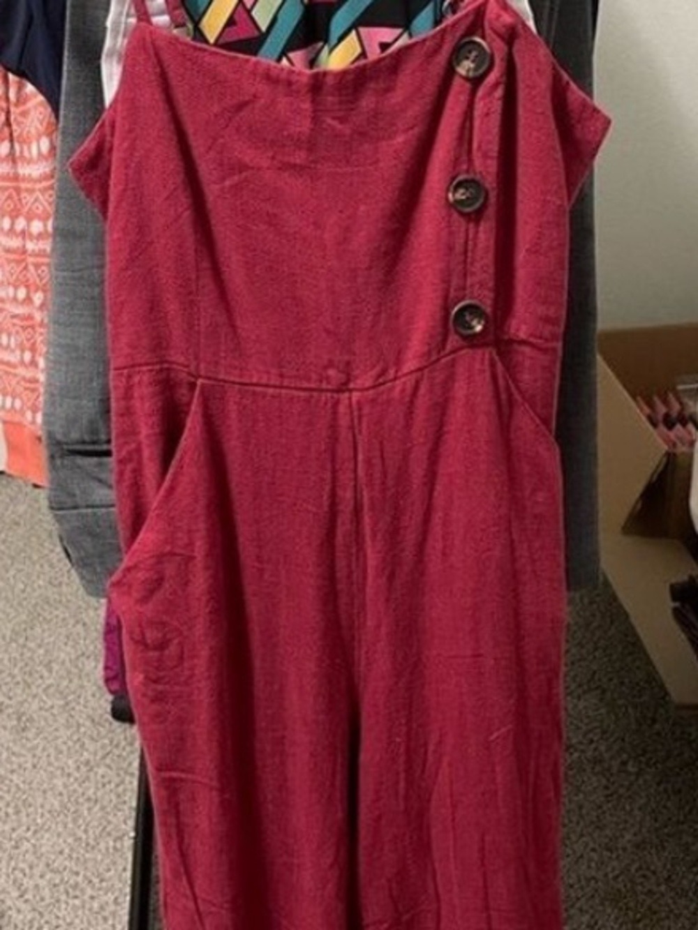 Pink Owl Burgundy Wide-Leg Jumpsuit with Button Accents
